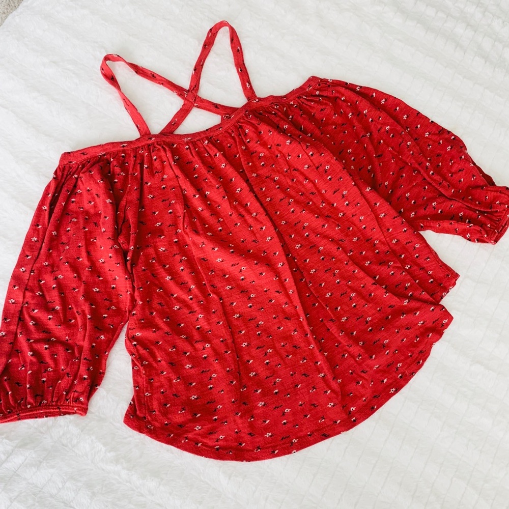 Lucky Brand // NWT ditsy floral off shoulder top - Picture 5 of 8